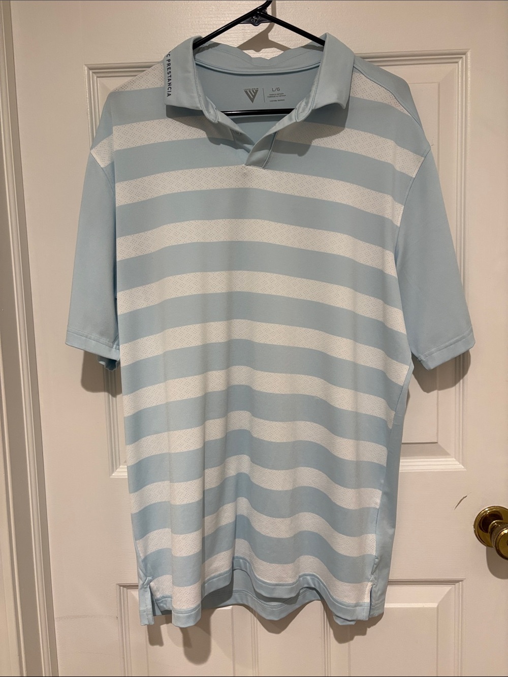Light Blue & White Striped Men’s Golf Shirt